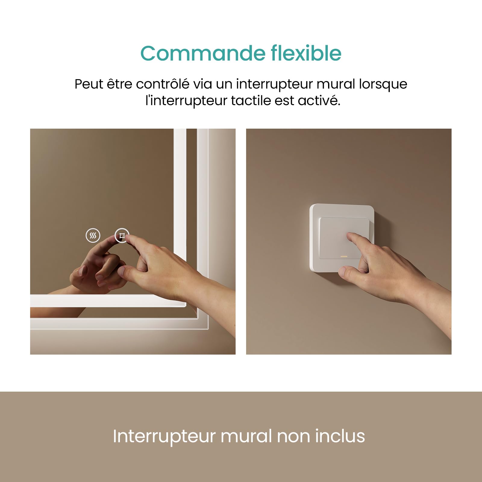 Miroir Salle De Bain LED Anti-Buée 100x60cm - Interrupteur Tactile, Lumière 6500K, Mémoire Et Arrêt Auto