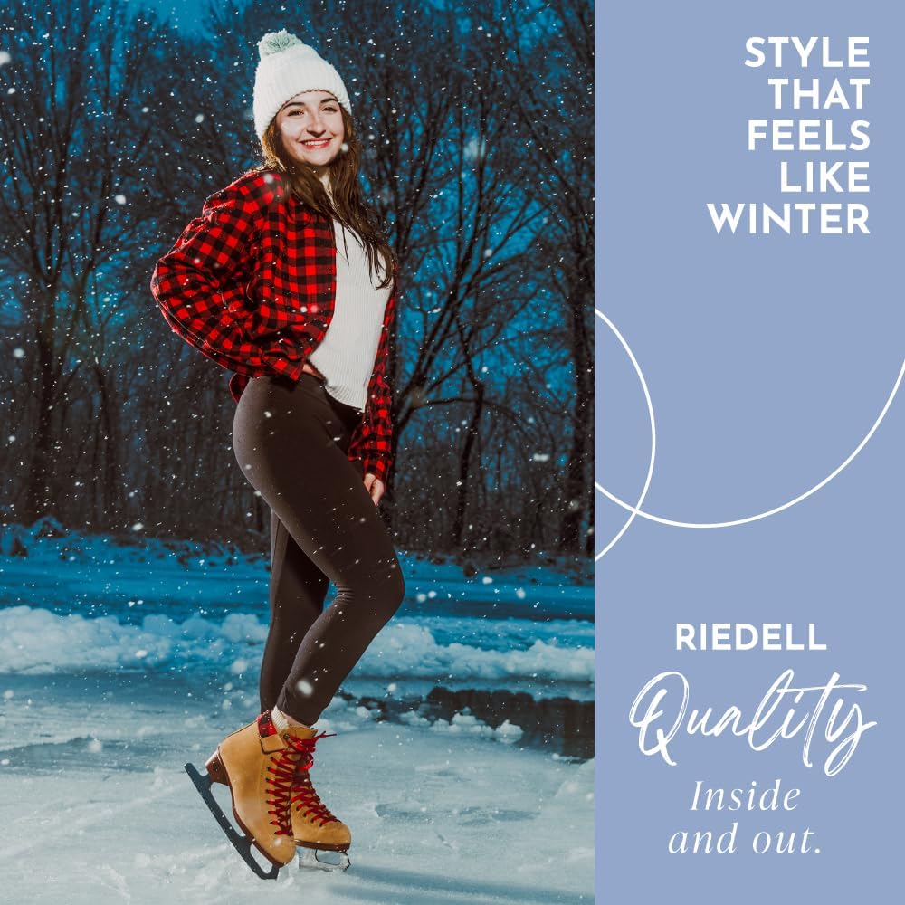 Riedell Ember Recreational Ice Skates for Women and Men - Comfortable Suede Leather Figure Skates with Lightweight PVC Outsoles and Fold-Over Collars
