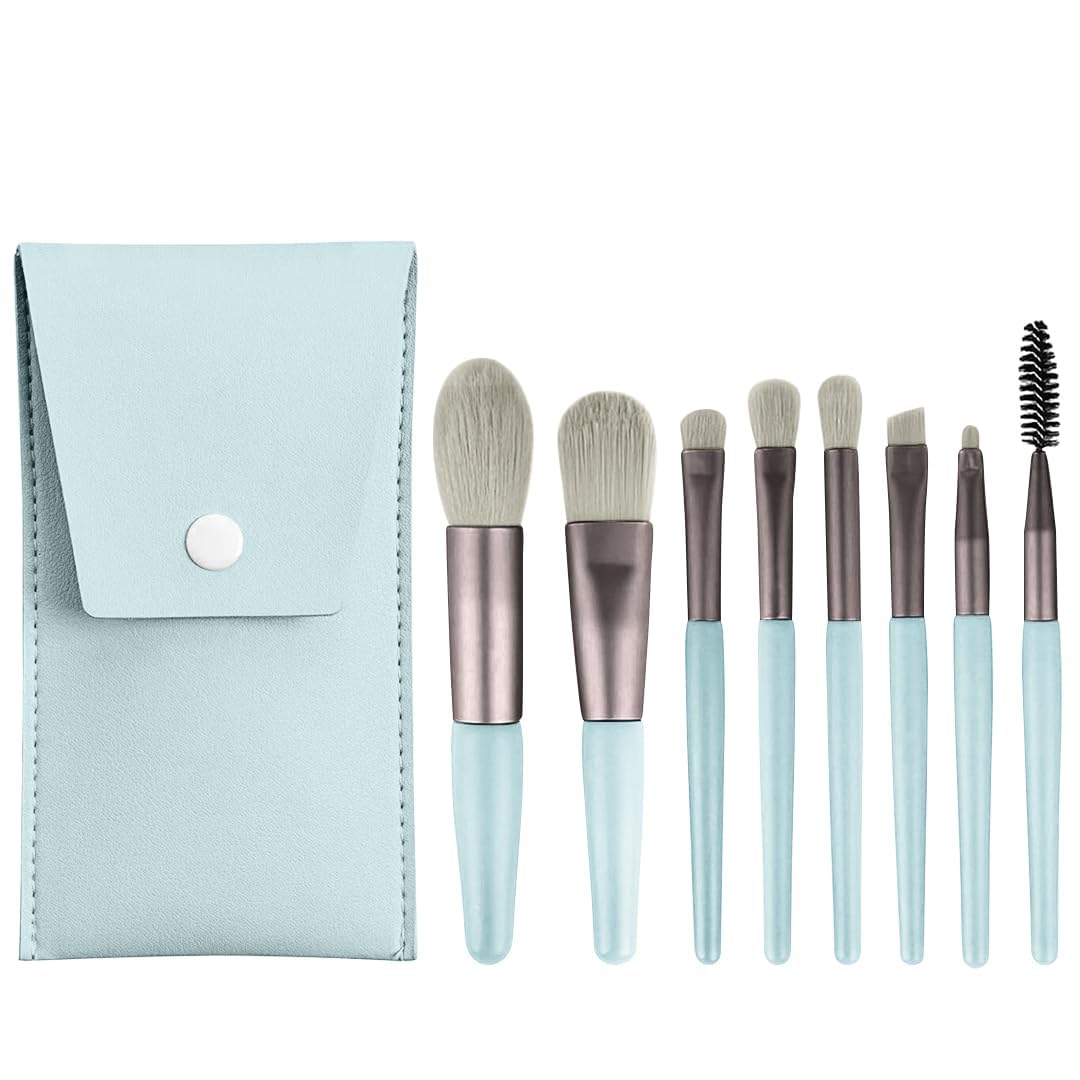 MKSL® 8 Pcs Brush Set With Pouch, Makeup Brushes Premium Synthetic Kabuki Foundation, Concealers, Eye Shadows Professional Blush, Face Powder, Highlighter, Contour, Blending Eyeliner (Grey)-image-37