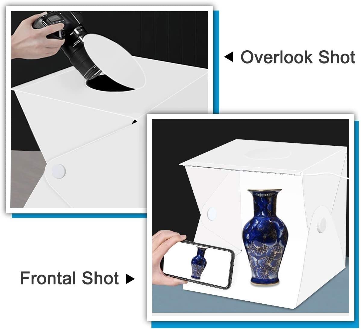 FLAA Mini Photo Studio Light Box 30,5 x 30,5 cm Fotografia Shooting Tent Kit Pieghevole Photo Studio con Rosso Verde Nero Bianco Fondali per Gioielli e Piccoli Articoli