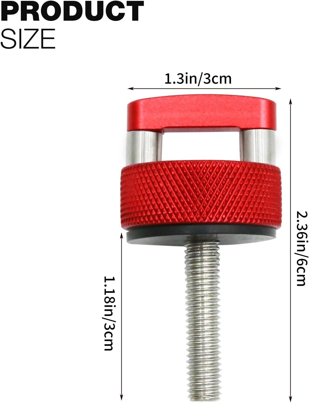6Pcs 65MM Red Aluminum Hard Top Bolts, Quick Removal Fastener Thumb Screws W/D Ring, Stainless Steel Hard Top Mounting Screws Replacement for Jeep Wrangler JK JKU JL JLU JT