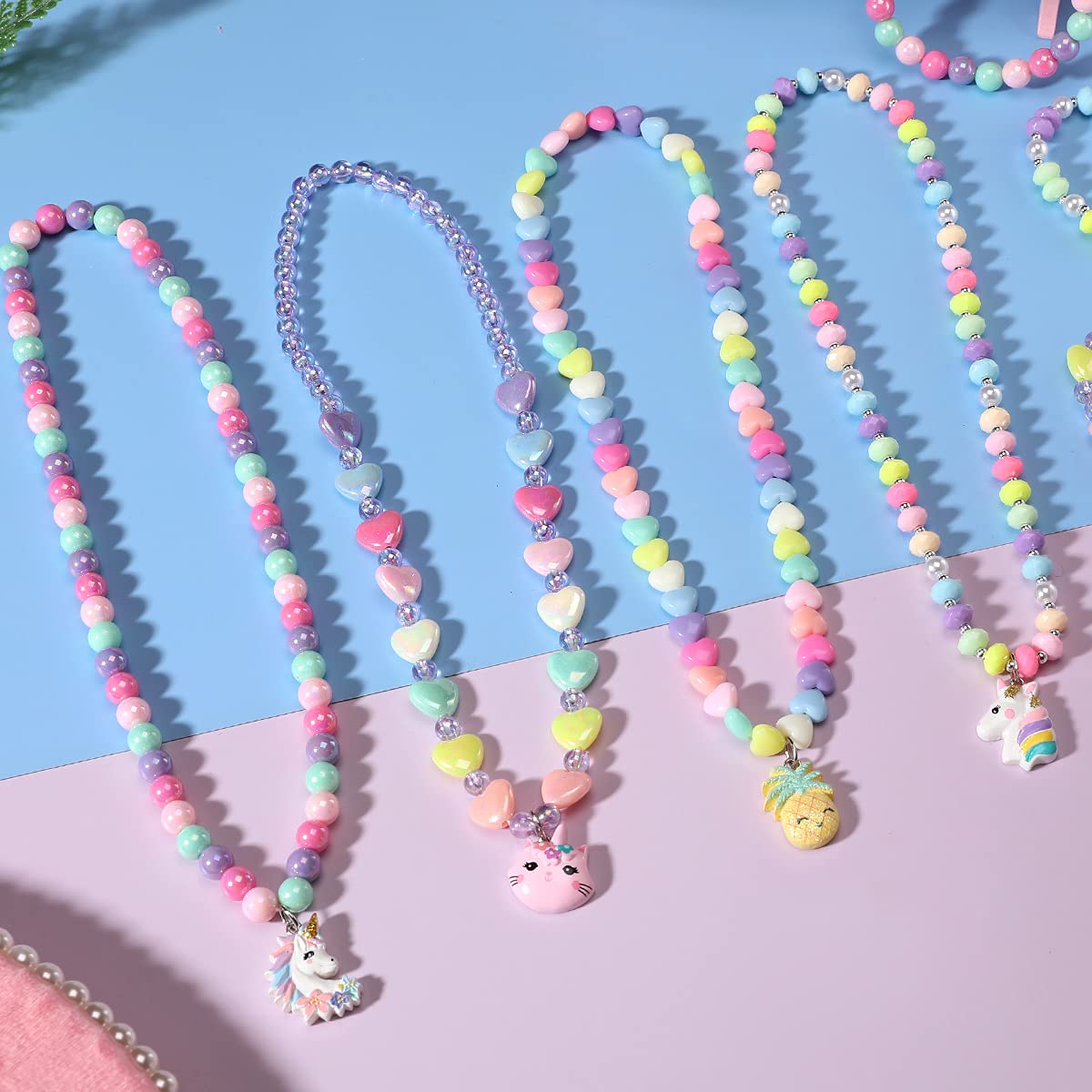 Kinderschmuck für Mädchen 10 Sätze Kleinkind Kinder Halskette Armband Geldbörse für Mädchen Spielen Schmuck für kleine Kinder verkleiden sich Modeschmuck
