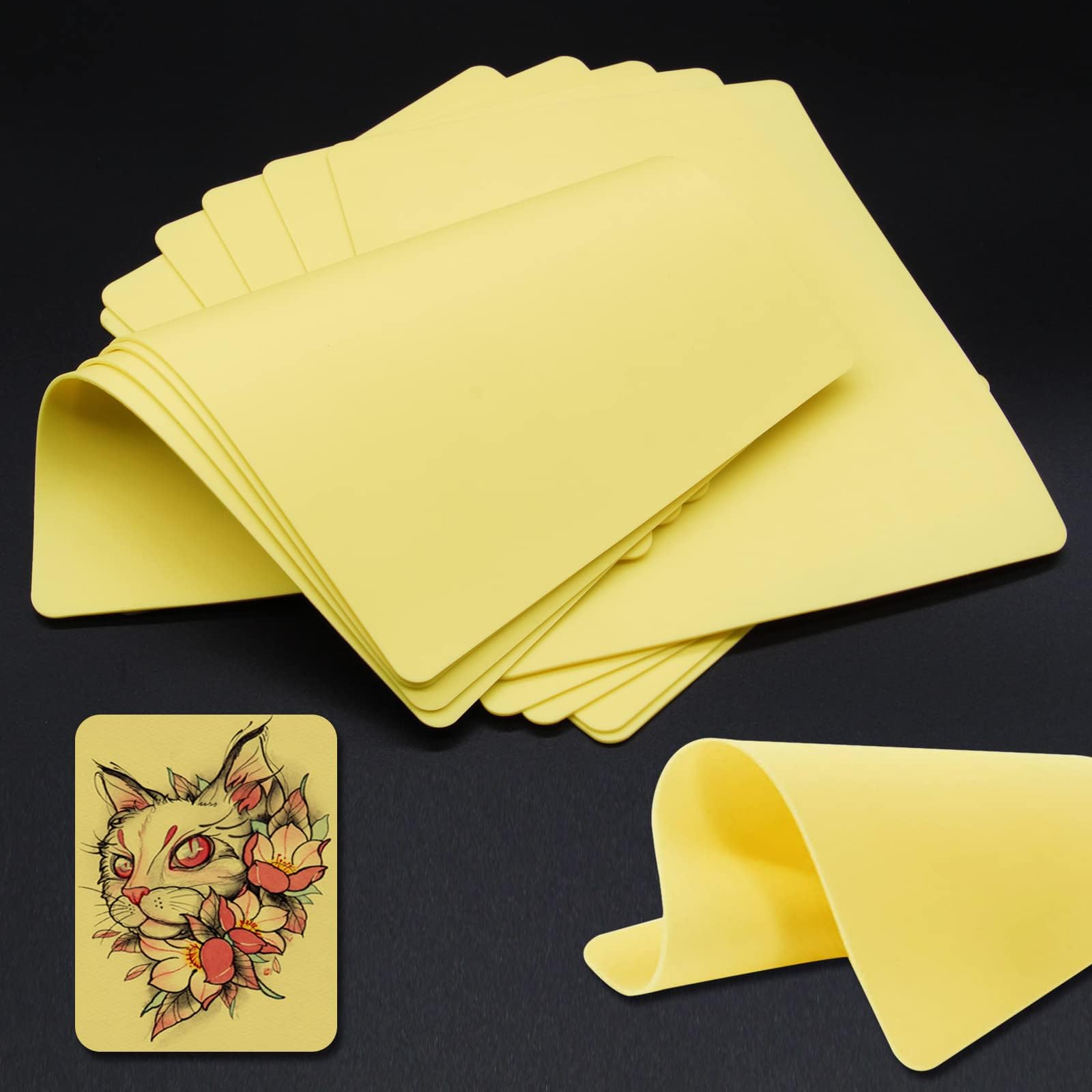 Practice Skin - 5Pcs Blank Fake Practice Skin Double Sides 8x6x0.05" Thin Soft Silicone Pads Microblading Eyebrow Practice Skin
