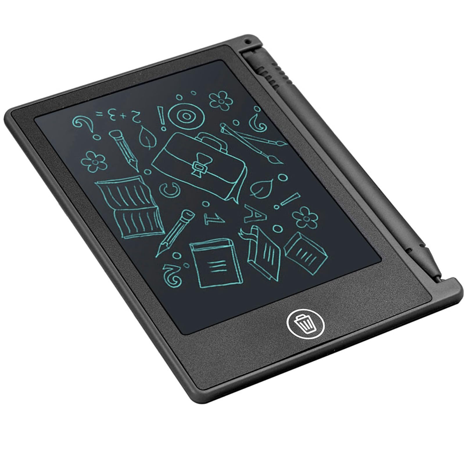 Brrnoo 4.5 Inch LCD Writing Tablet for Kids, Reusable Drawing Board with Stylus Pen, Portable Doodle Board for Calligraphy Practice & Memo Notes, Erasable Note Pad & Clipboard (Black) — view 9