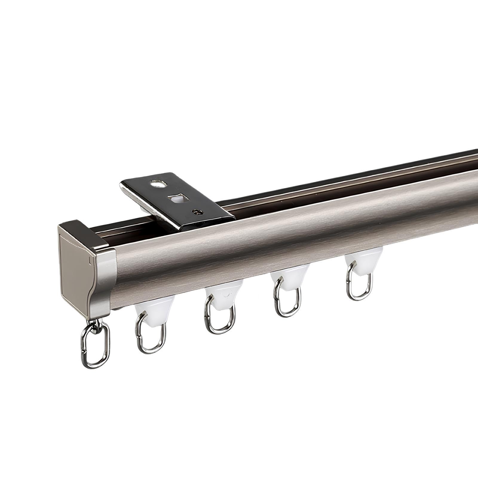 Tringle à Rideaux Occultante 2.8m en Aluminium Gris pour Plafond et Mur