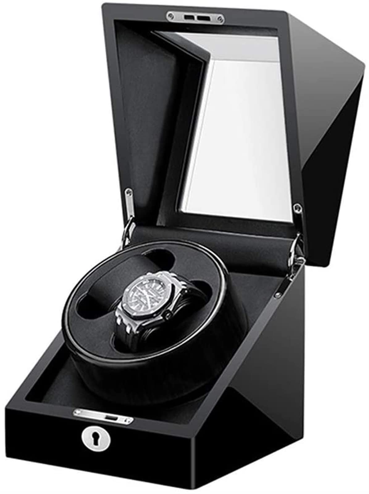 CGCSYZ Automatic Double Watch Winder Wooden Piano Paint Exterior Quiet Motor Dual Power Supply 4 Rotation Modes Accessories (A)