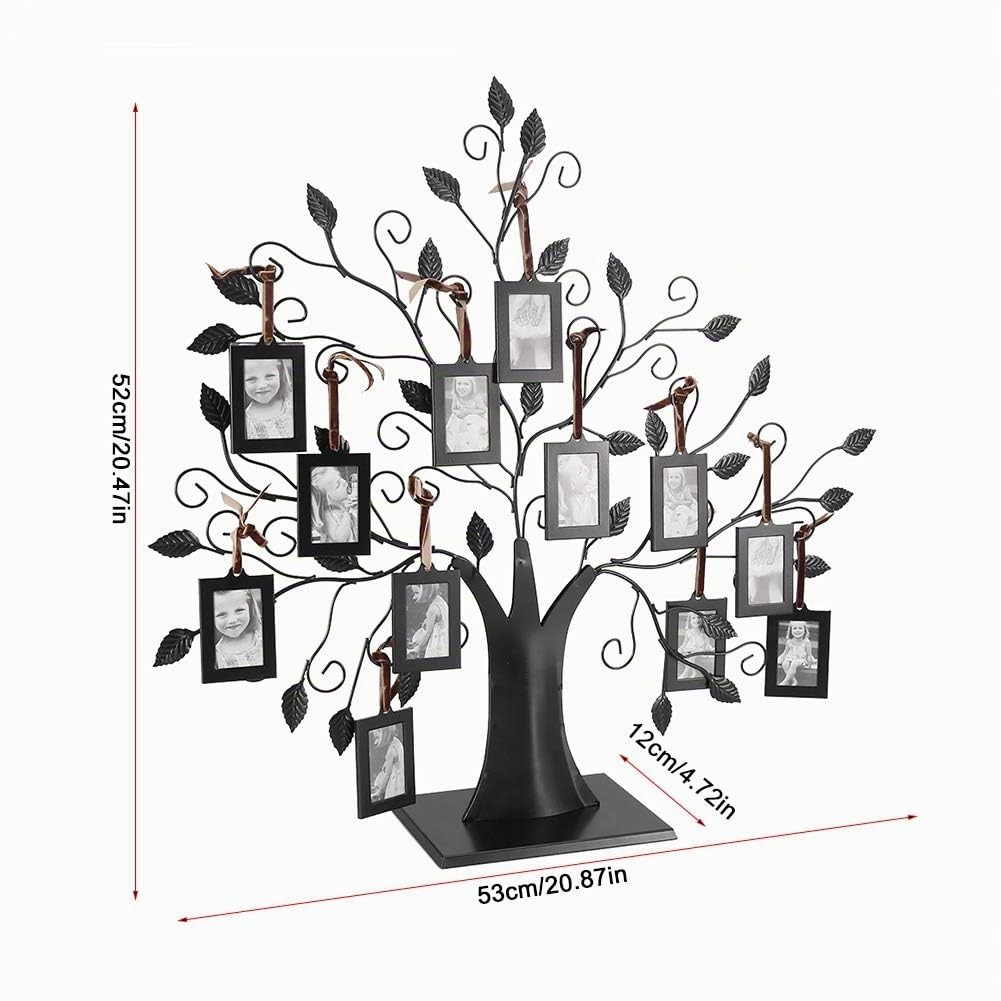 Duokon Las fotos familiares de metal de moda enmarcan el árbol de la exhibición con la decoración del hogar de los marcos de las imágenes de la ejecución(M)