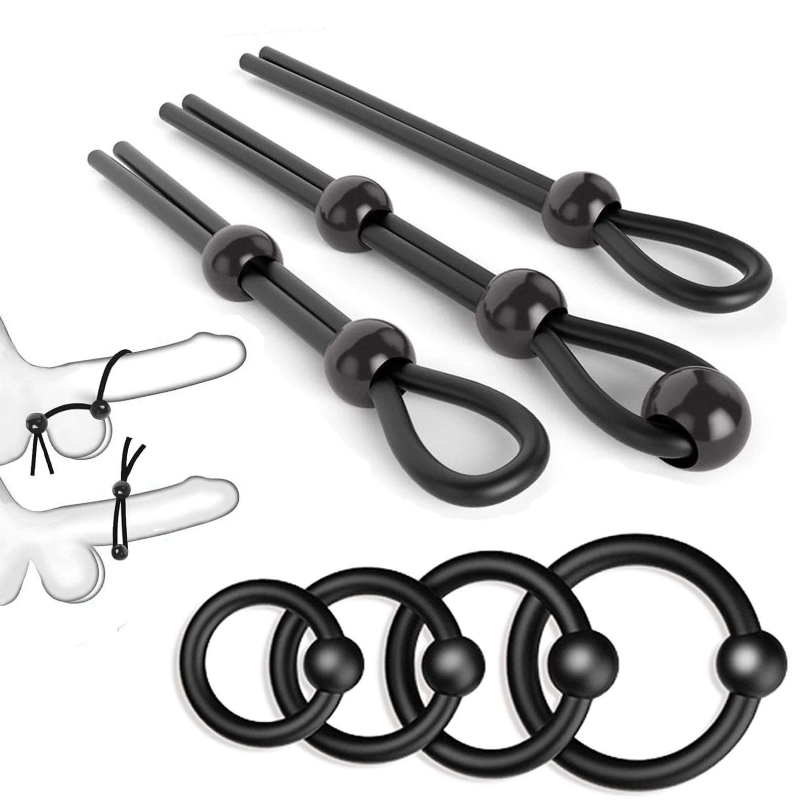 Penis Ring Silicone Cock Ring with 7 Different Sizes Adjustable Cockring for Men Erection Long Lasting Stronger Cock