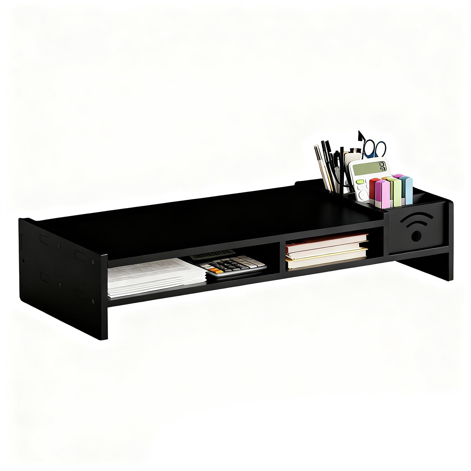 Support pour écran de bureau étagère à 2 niveaux au design épuré pour salle et maison