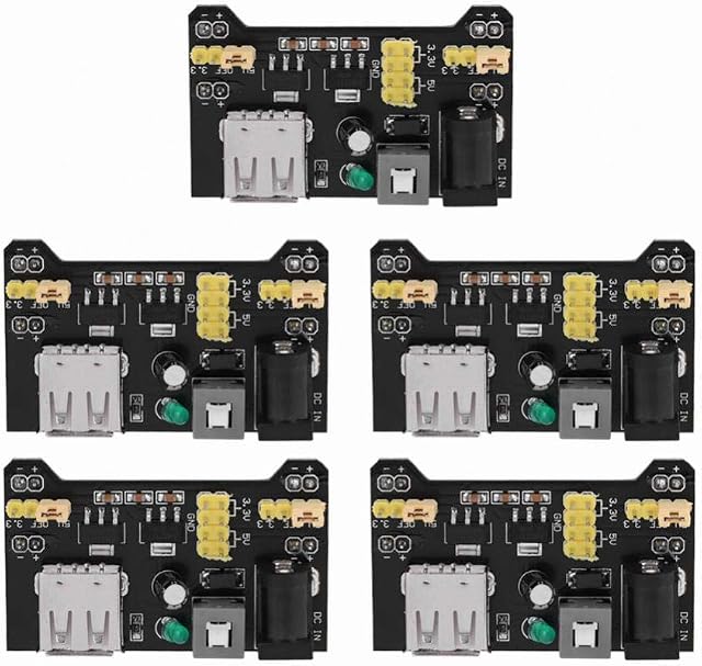5Pcs 5V/3.3V Power Supply Board Module Two Channels Power Supply Breadboard Module Prototype for Board Solderless Breadboard