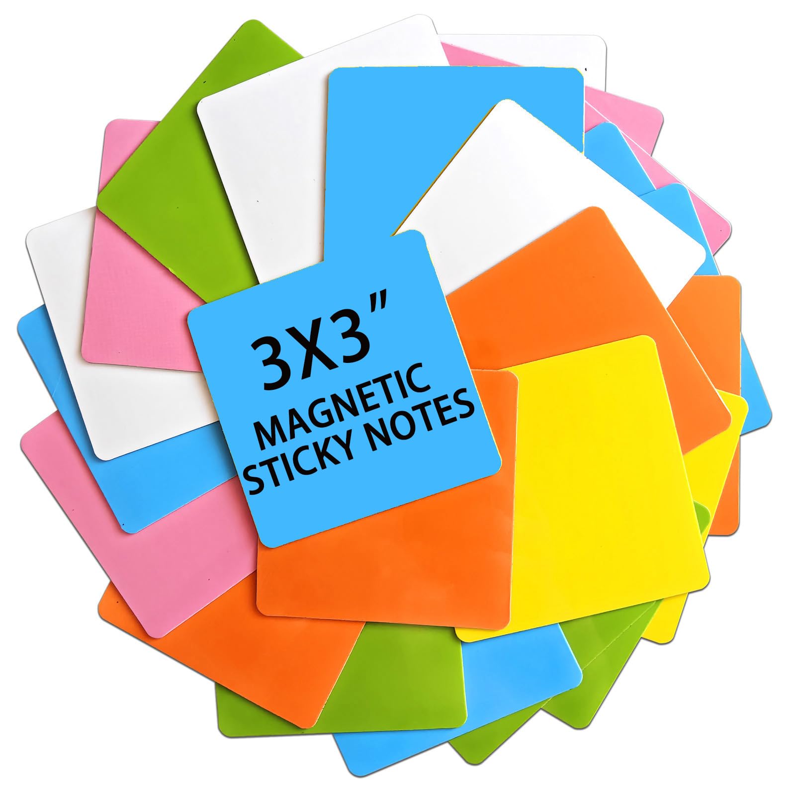 12 Pack 3"x3" Reusable Magnetic Sticky Notes, Dry Erase Whiteboard Magnets for Teachers, Classroom & Office Supplies - Eco-Friendly Multi-Color Sticky Notes for Whiteboard, Fridge, Locker, Cabinet