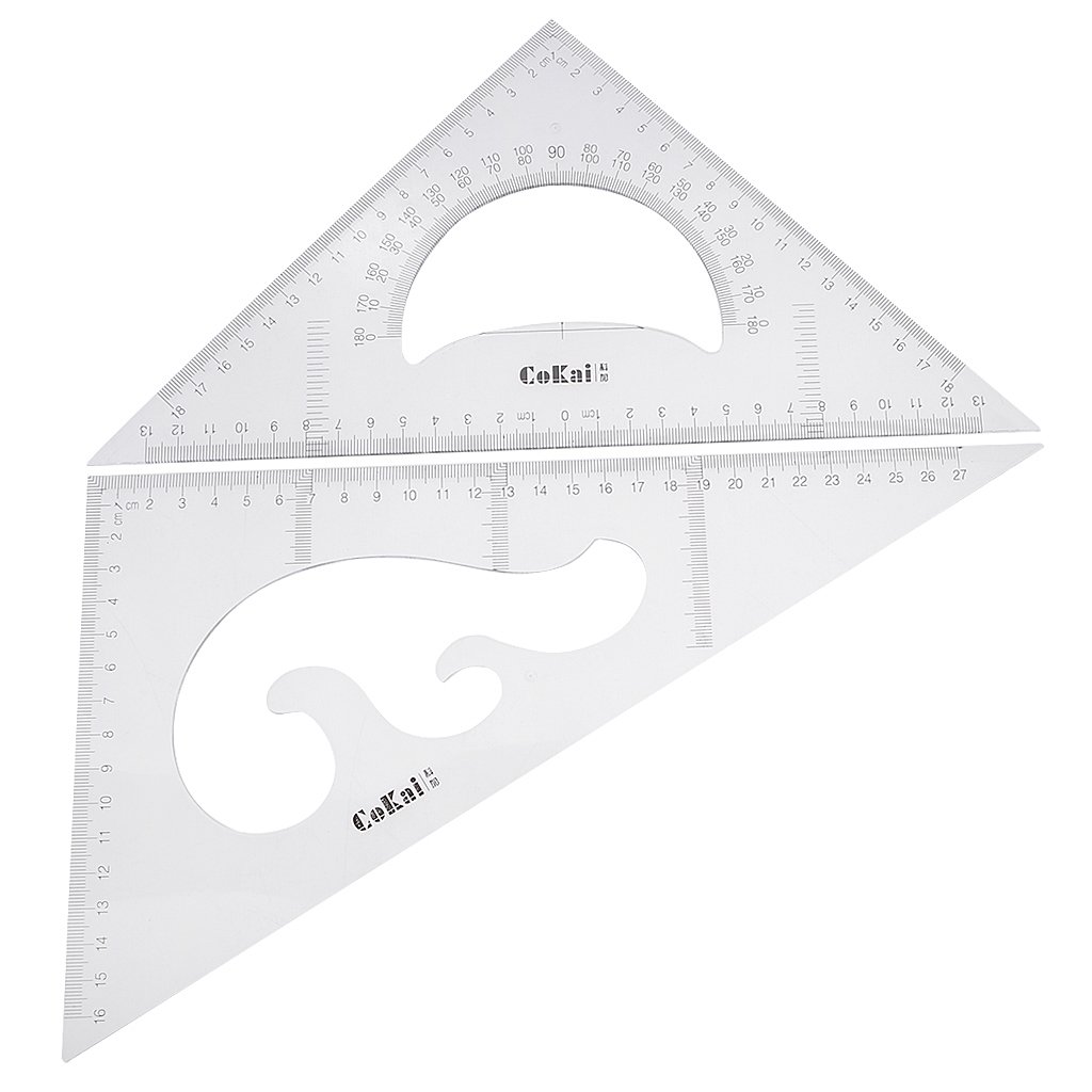 10 Set 2 Pack 45/60 Grad Geometrie Dreieck Lineal Zeichnung Zeichnung Set Transparent 30 cm