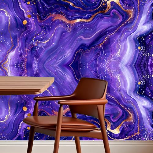 Image of Nuxovilar Purple Marble Swirl Peel Stick Contact Paper PVC 15.75x39.37 | Wall Decal, Molding Trim, Peel Stick Border, Self Adhesive Liner, for Bedroom, Living Room, Table (Purple Swirl)
