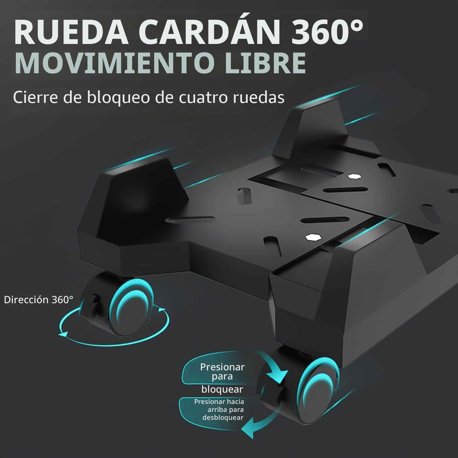 HOMURY Soporte para CPU móvil, soporte para PC para torre de PC, soporte de escritorio con 4 ruedas y base ajustable (negro)