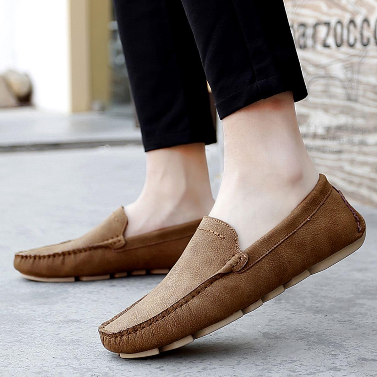 Mocasines para Hombre de Cuero Moda Slip-on Shoes Driver Shoes Casual Flat Shoes 38-49 EU