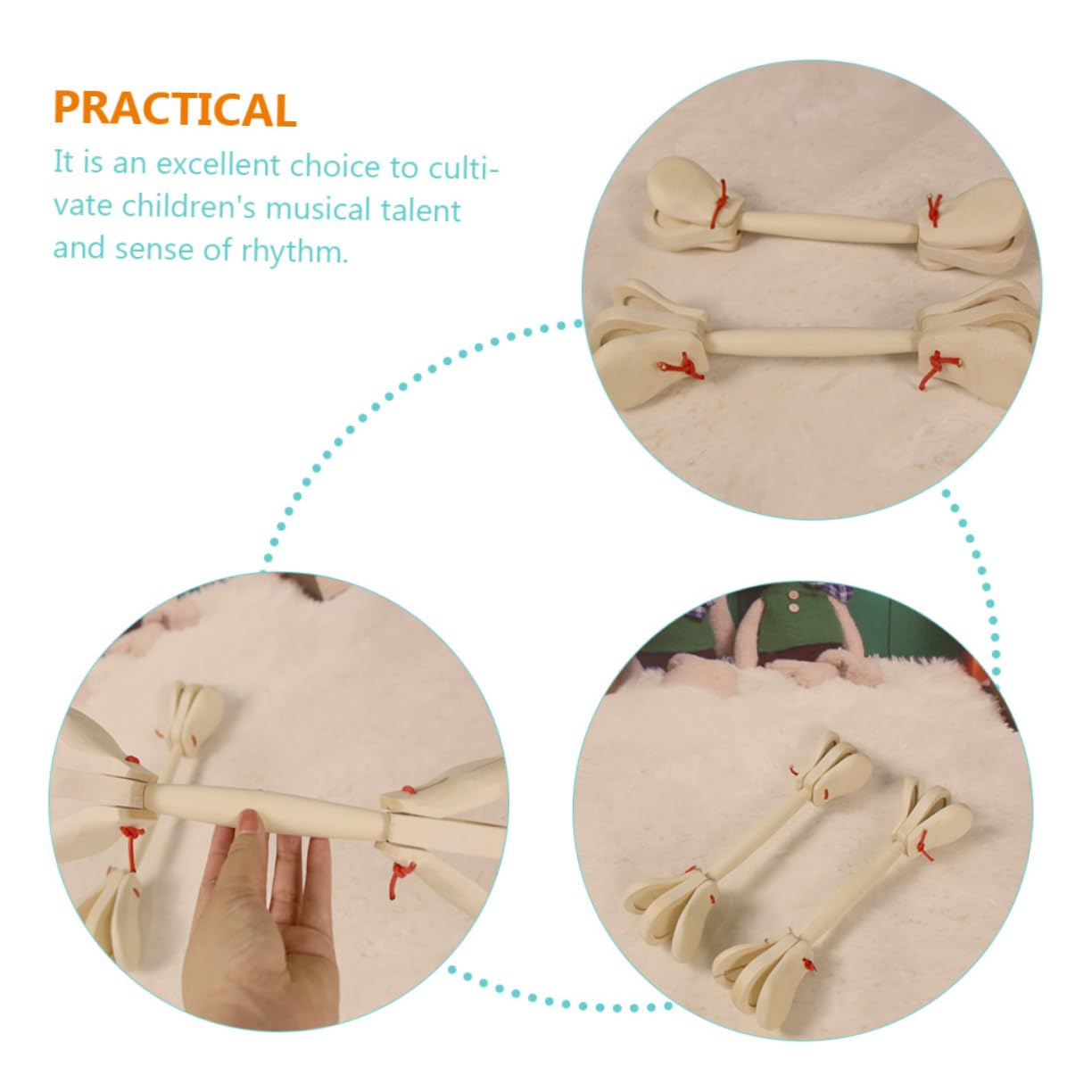 Toddmomy Creative Castanets for Early Educational Playthings Safe and Percussion Instruments for Music Development for Parent Interaction and Rhythm Learning