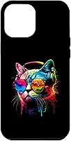 Vista 6 de Funda divertida para iPhone 15 DJ Cat con gafas de sol, auriculares y música