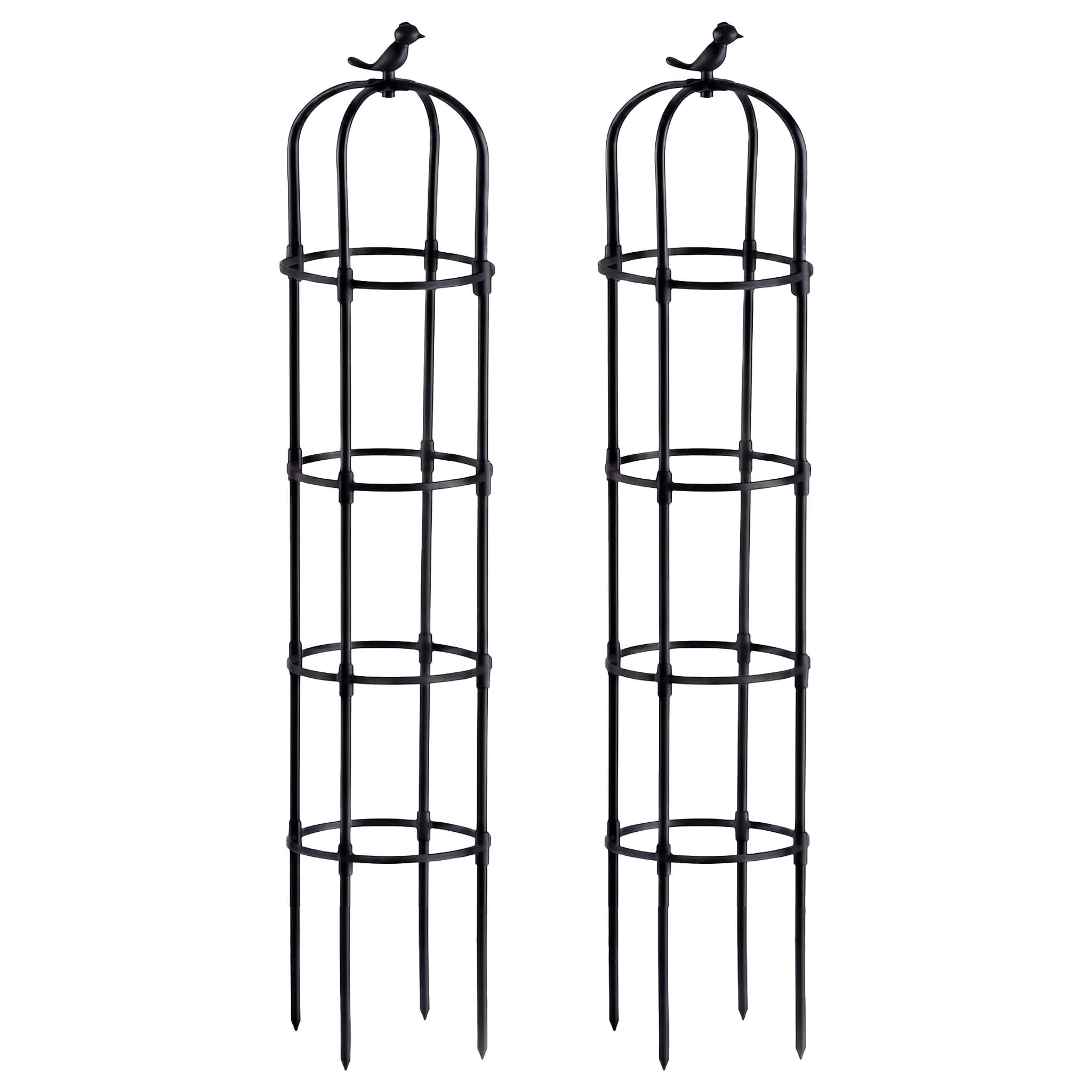 Podpora na rośliny pnące, metalowa, zestaw 2 sztuk, 190 cm – 11 mm, do dużych obciążeń, do pomidorów i róż pnących, 5 poziomów, nierdzewne (osłonięte tworzywem sztucznym) – kratka dla roślin