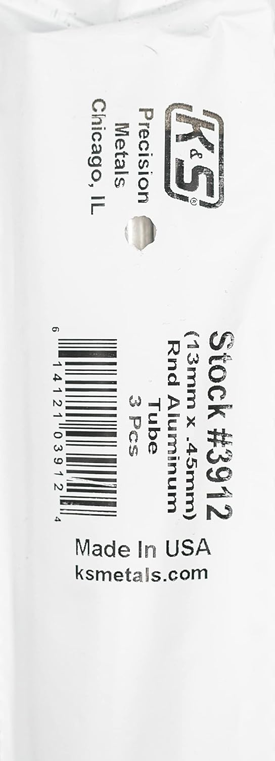 K & S K&S 3912 Round Aluminum Tubes, 13mm OD x 0.45mm Wall x 1 Meter Long, 3 Tubes, Made in USA