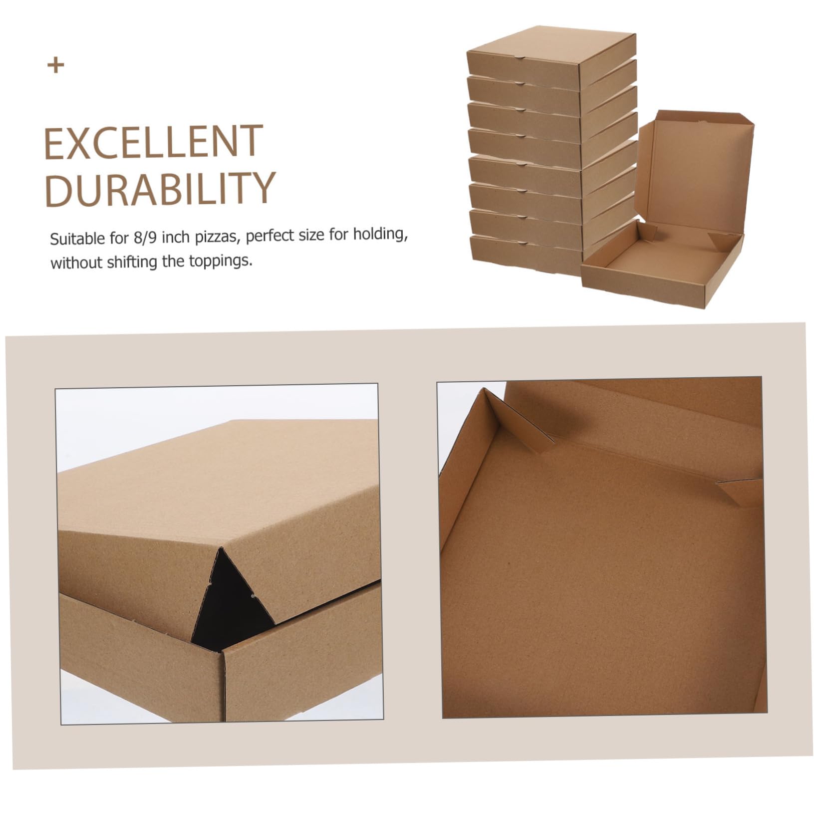 Luxshiny 10 StüCk Pizzabox Aus Verdicktem Kraftpapier Leere Pizza Schachtel FüR 8-9 Zoll Pizza Diy Geschenkverpackung Vielseitige Aufbewahrungsbox FüR Lebensmittel