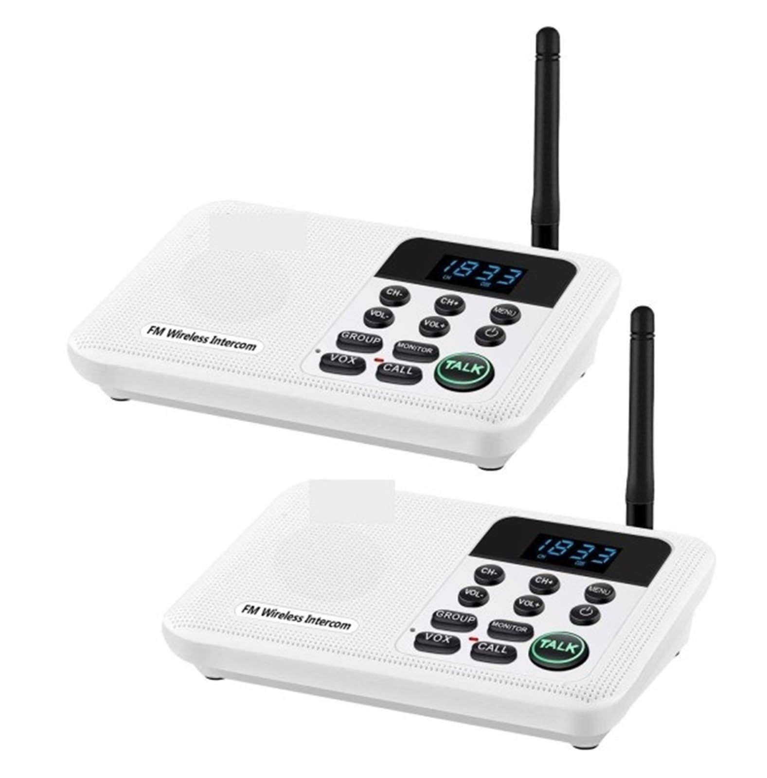 Citofono Senza Fili Citofoni wireless FM a 22 canali Home House Business Uffici Chiamata da stanza a e amp; parlante 1 miglio a lungo raggio(2 Unit Black)
