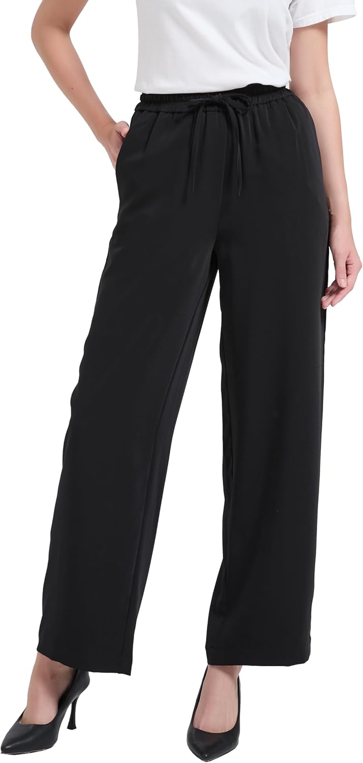 Tronjori Womens Palazzo Wide Leg High Waist Casual Lounge Pant with Drawstring