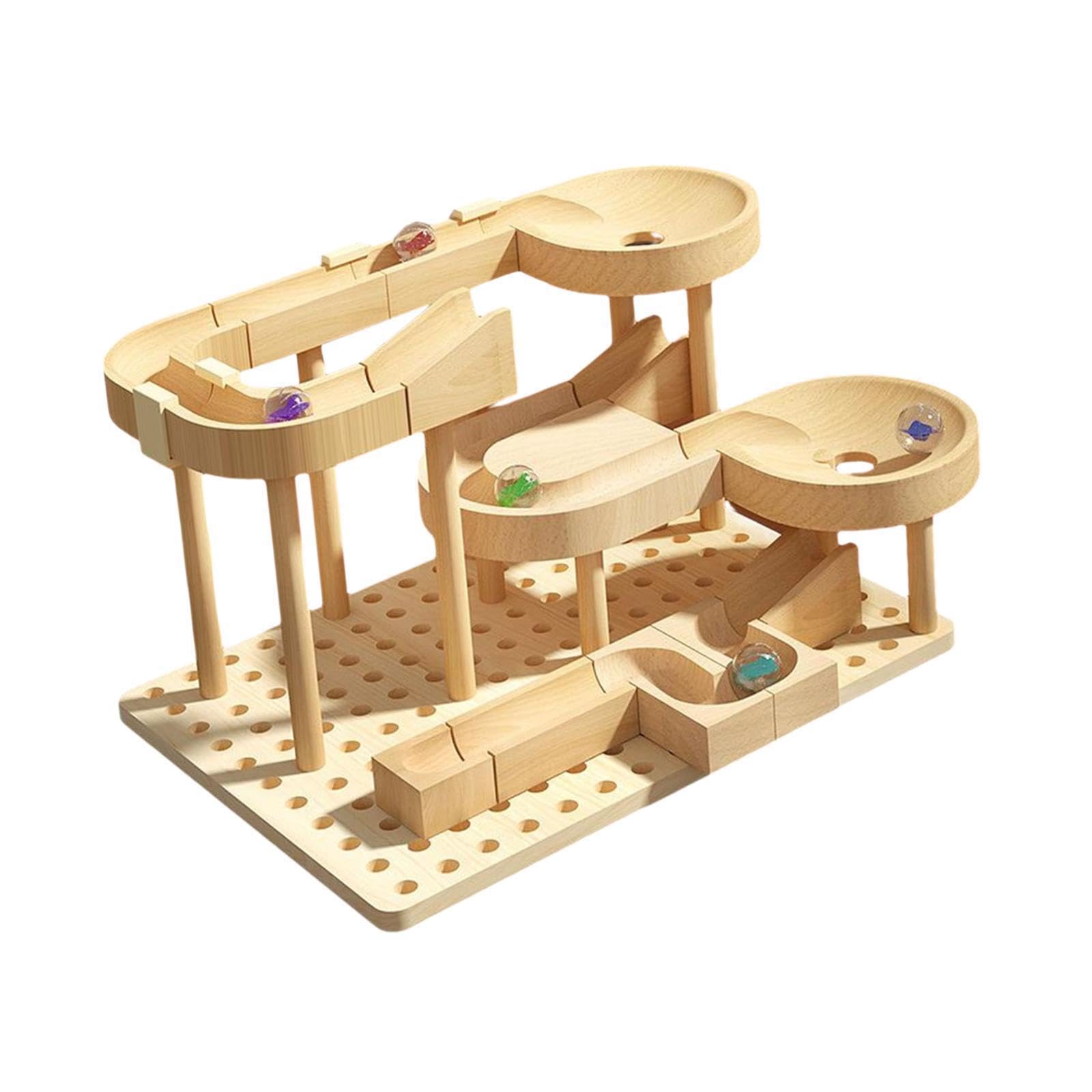 TUXCAXIl coinvolgente Giocattolo per biglie con Pista in Legno Fai da Te Libera l'immaginazione con esperienze pratiche. Gioco educativo Sicuro. Giocattolo