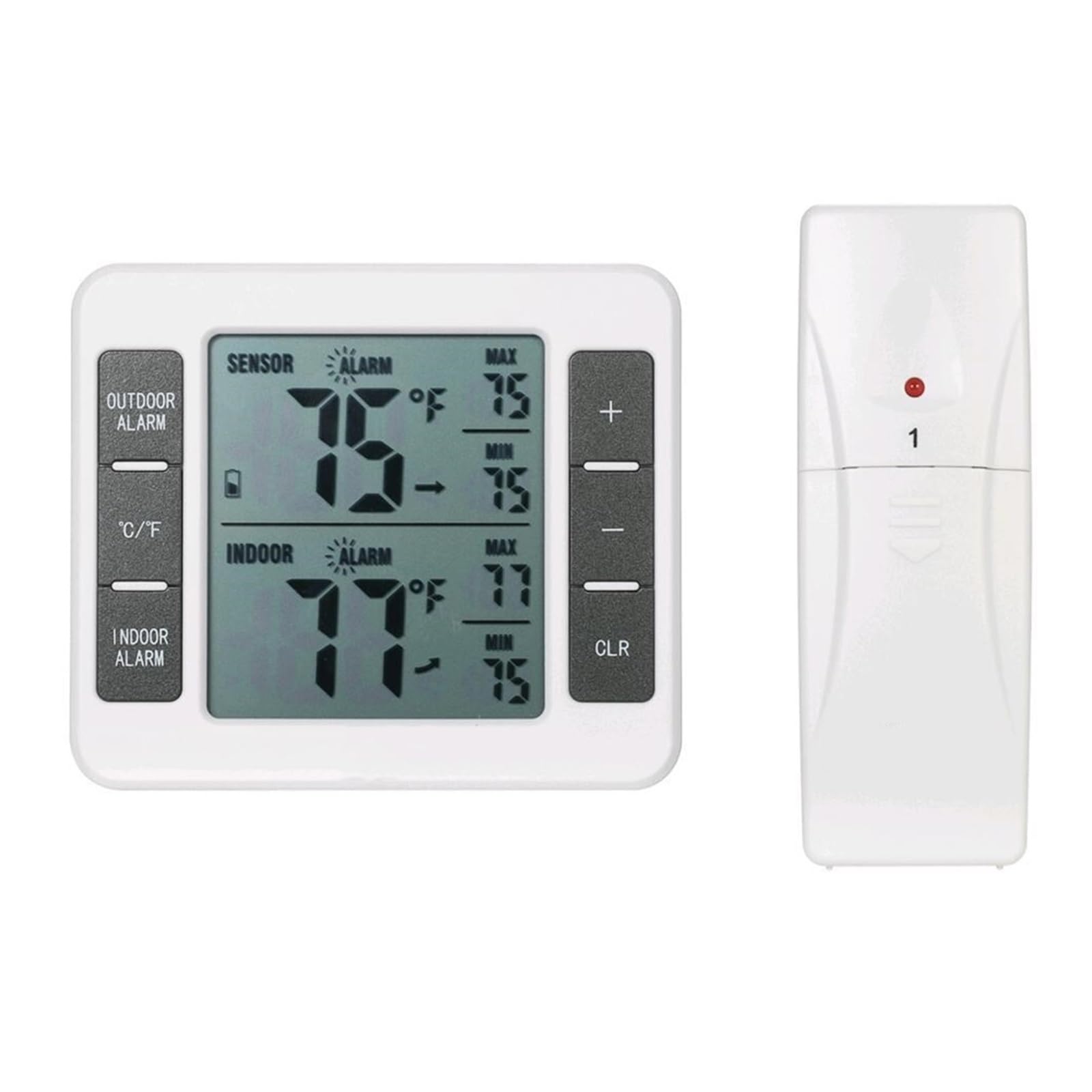 Drahtloses Digitales Gefrieralarm-Thermometer, Kühlschrank, Zuhause, Innen- Und Außensensoren, Thermometer, Uhr, Grau, Batteriebetrieben Präzise Schnell Echtzeit Überwachung(18cm)
