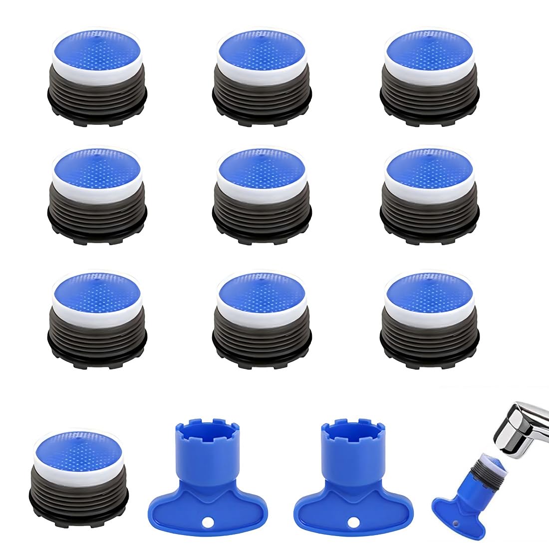 Aireador Grifo M18.5, 10 Piezas Aireador Grifo Cocina Con 2 Llave, Filtros Para Grifo Ahorro De Agua,Aireador Grifo Lavabo Para Cocina Y Baño