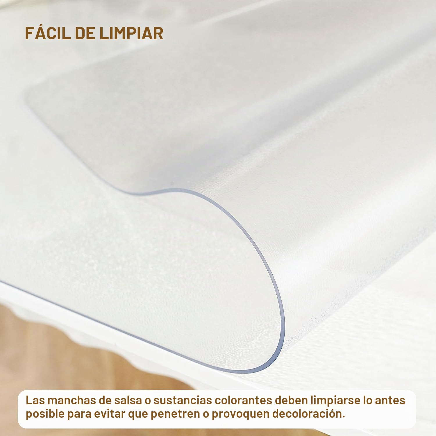 Royhom Protector Mesa Transparente 70x120 cm, Mantel PVC Transparente, Hule Mesa Rectangular, Impermeable Mantel Antimanchas, Grosor 1.5 mm, Antiarañazos