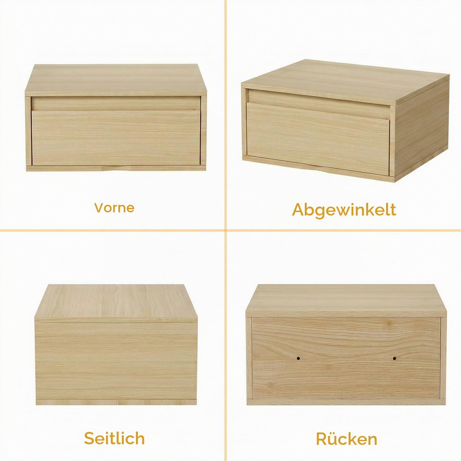 Clevich Nachttisch Hängend 2er Set, Hängender Nachtschrank mit Schublade