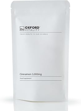 Oxford Vitality Cinnamon 3000mg Tablets | High Strength Cinnamon Supplement for Digestion Blood Sugar Balance and Antioxidant Support | Easy to Take Tablets | Pack of 120