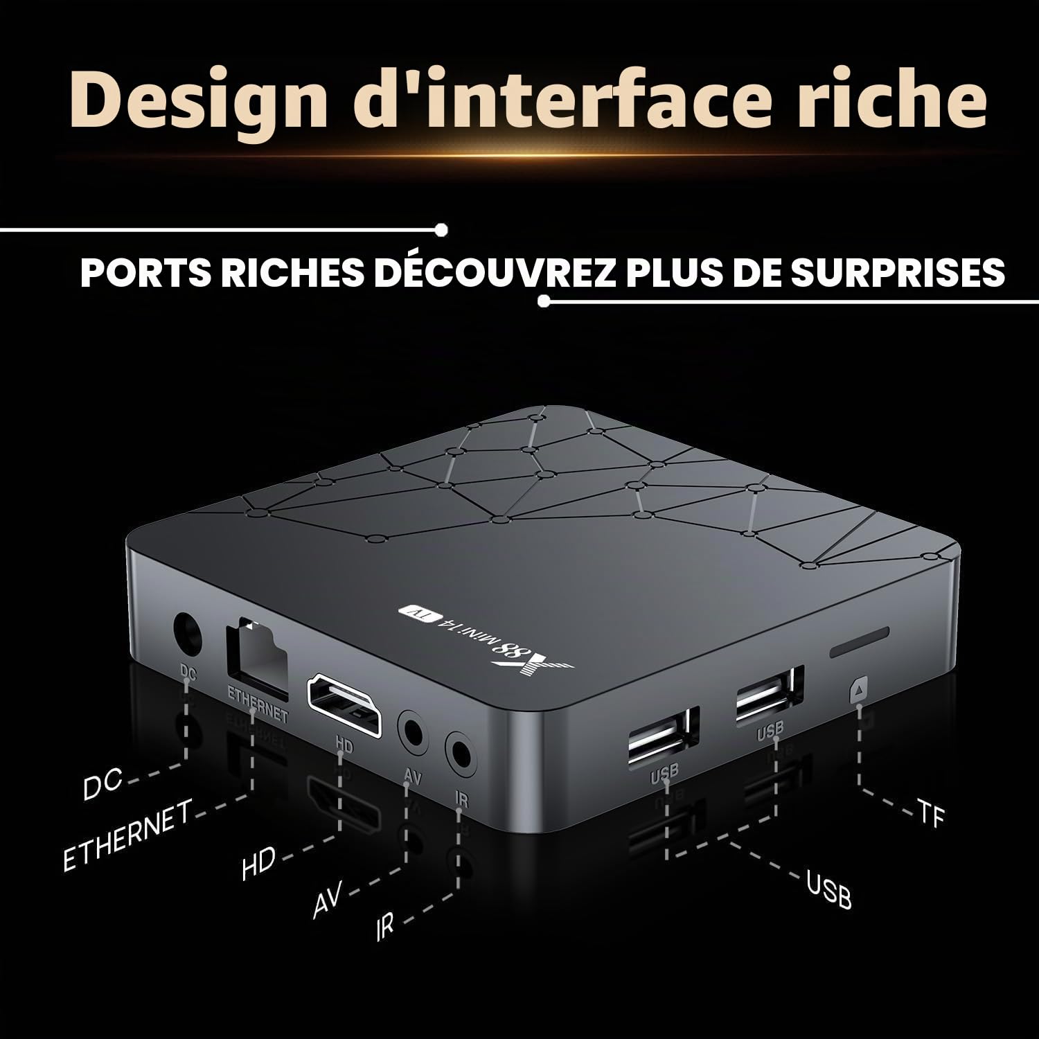 X88 Mini boitier IPTV Android TV Box, Android 14, Voice Assistant, 2GB/16GB TV Box 4K HDR10 RK3518 Quad-Core,100M Ethernet WiFi 6/Bluetooth 5.2 X96, Smarters Pro