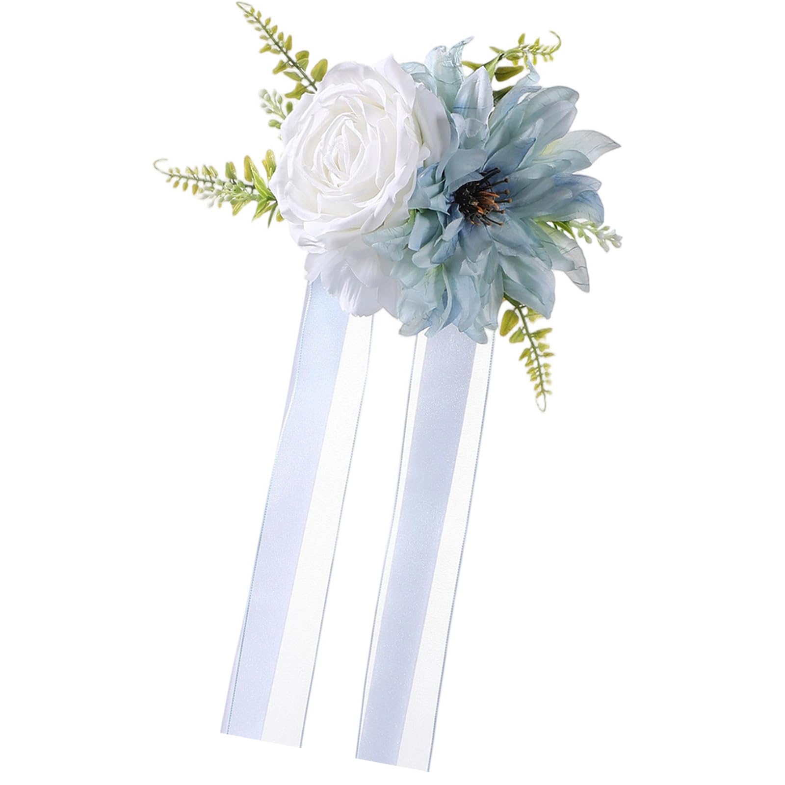 Msioytog Realistic Fabric Bridal Chair Back Bouquet for Ceremony Decoration and Vehicle Flower Arrangements Bridal Party Flowers