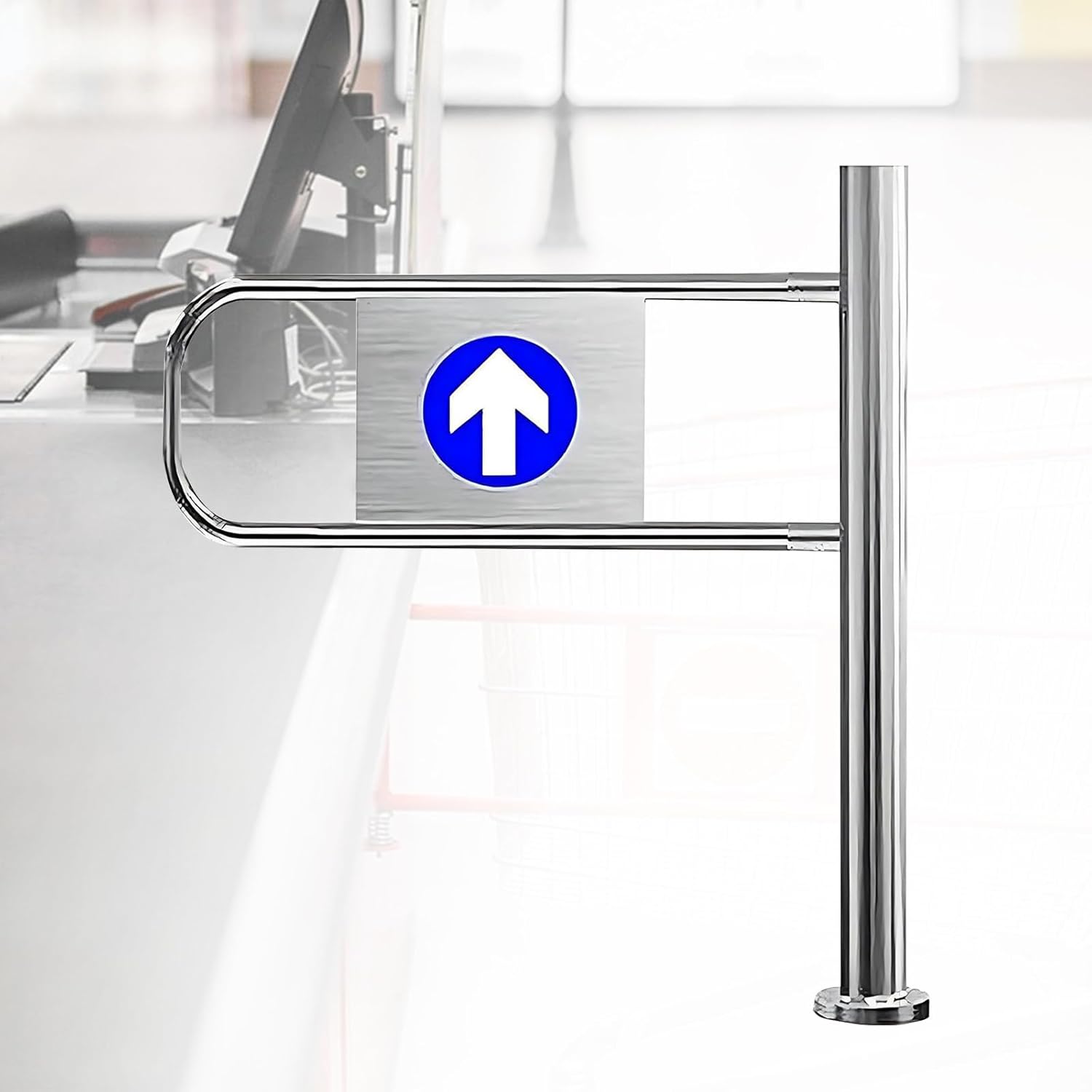 Supermarket Entrance Safety Gate,Stainless Steel Warehouse Pedestrian Gate Door,Maximum Opening 90°, for Supermarket Library Store, Entrance 1-Way Closing Swing Gate left-50 * 100cm