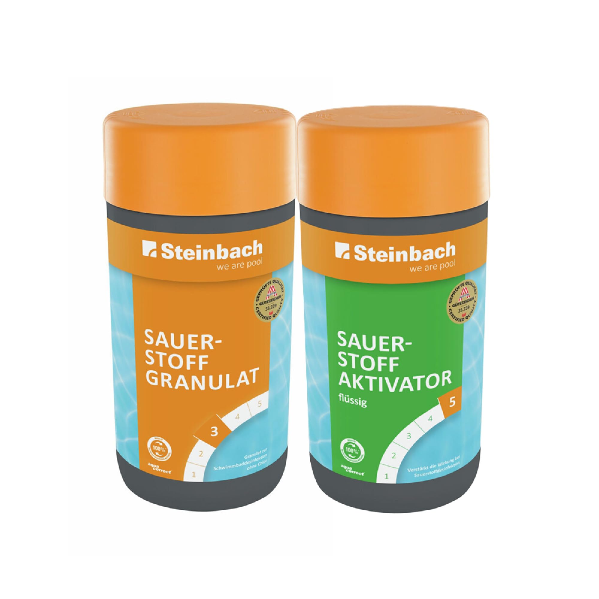 Steinbach | Wasserpflege Sauerstoff Starter Set I Pool Starterset für Einsteiger I Sauerstoffgranulat & Sauerstoffaktivator | Pool-Zubehör-Set ideal für Erstdosierung