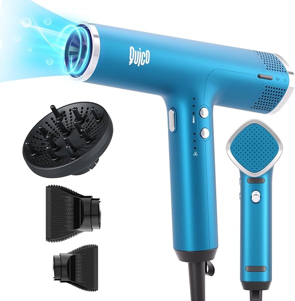 Quico Professional High-Speed Ionic Hair Dryer with Diffuser, 1875W, 110000 RPM Motor, Adjustable Temp and Speed, Portab