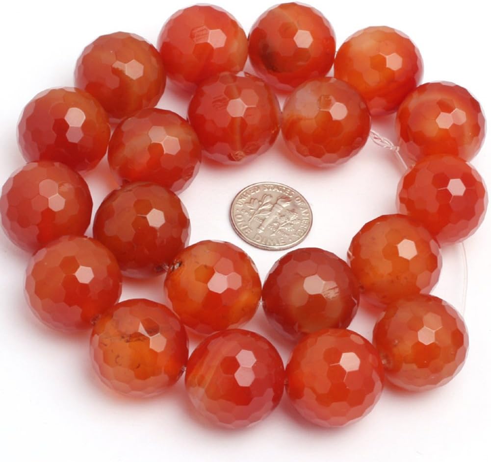 Red Carnelian Beads for Jewelry Making Natural Gemstone Semi Precious 20mm Round Faceted 15" JOE FOREMAN