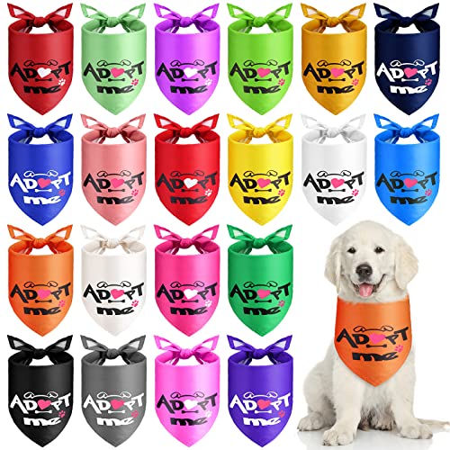 20 Pack Adopt Me Dog Bandanas Plain Adopt Me Triangle Dog Bandana Reversible Triangle Bibs for Dogs Cats Pets Costume Accessories Assorted Colors 25.6 x 17.7 x 17.7 Inch