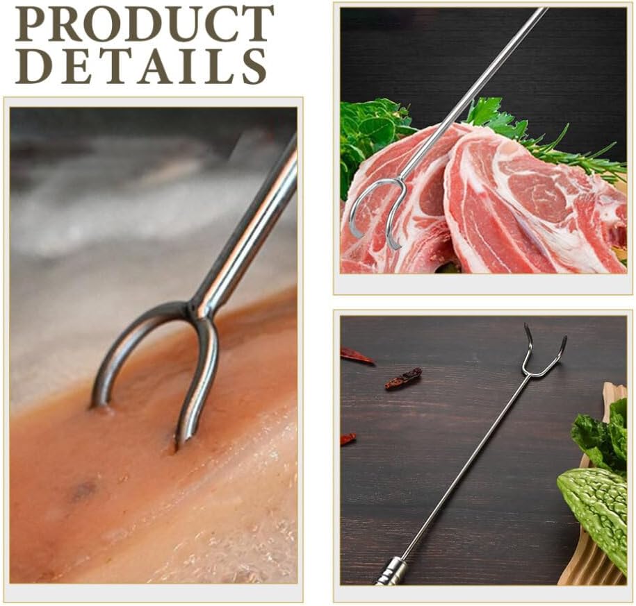 BESPORTBLE BBQ Skewers Grilling Pigtail Food Flipper Meat Hook Stainless Steel Food Turner Hook Cooking Barbecue Turners Hooks Grill Accessories for BBQ Grilling 50cm