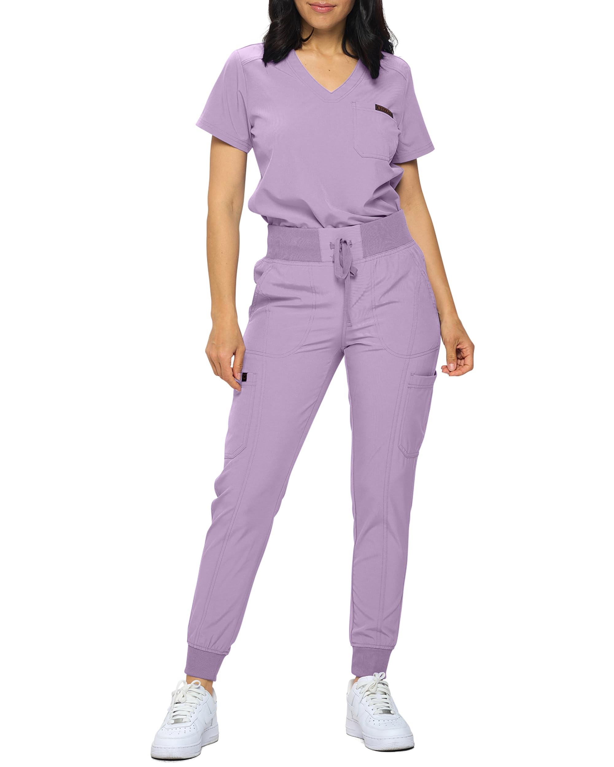 Monarch Uniforms Women's Lavender Stretchy Jogger Scrub Set With Tuck-In Top For - Regular & Petite Sizes