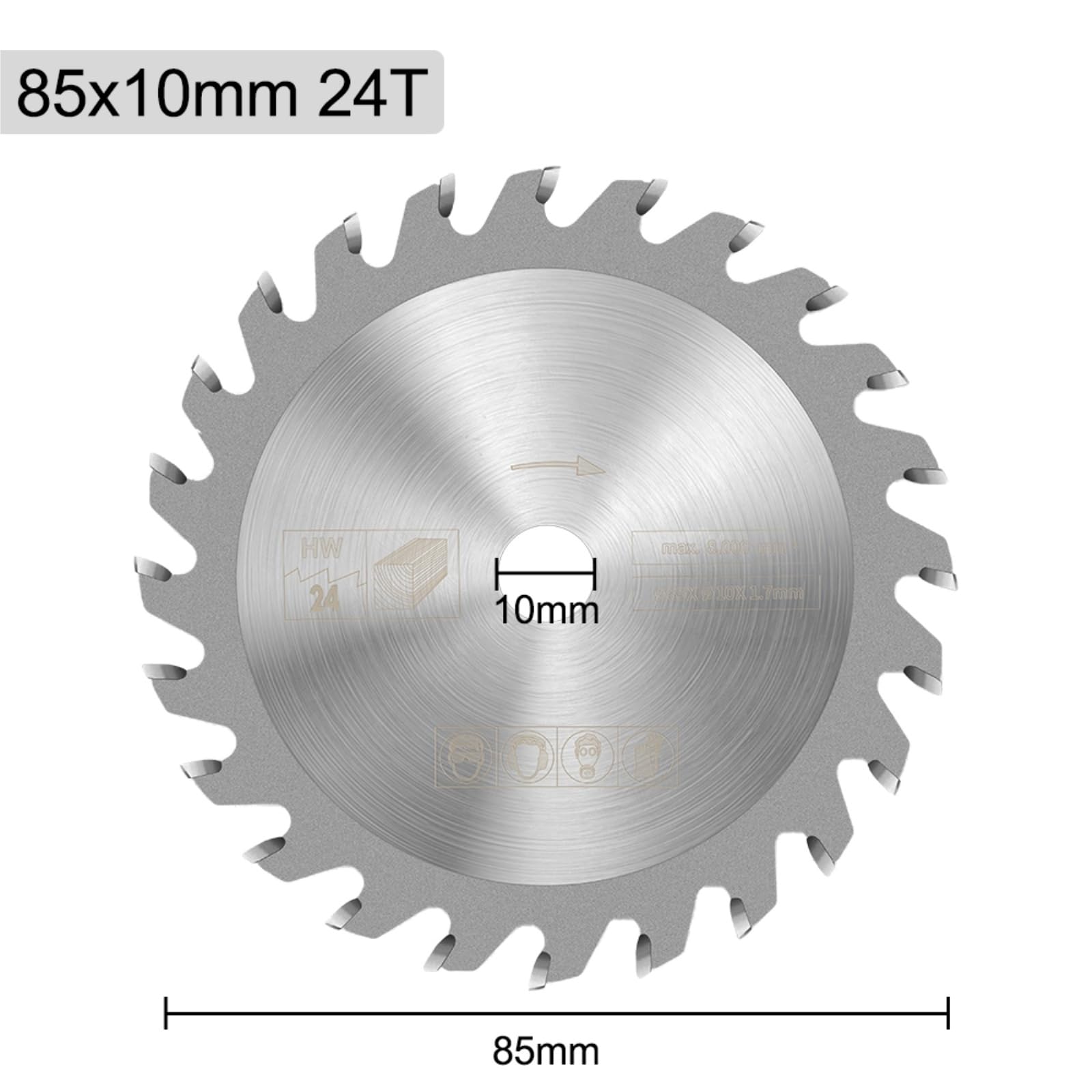 Brzeszczot do cięcia metalu 1PC 85mm Mini piła tarczowa do drewna 24/30/36T TCT tarcze kołowe tarcza tnąca z węglików spiekanych narzędzi obróbki(85x10x24T)