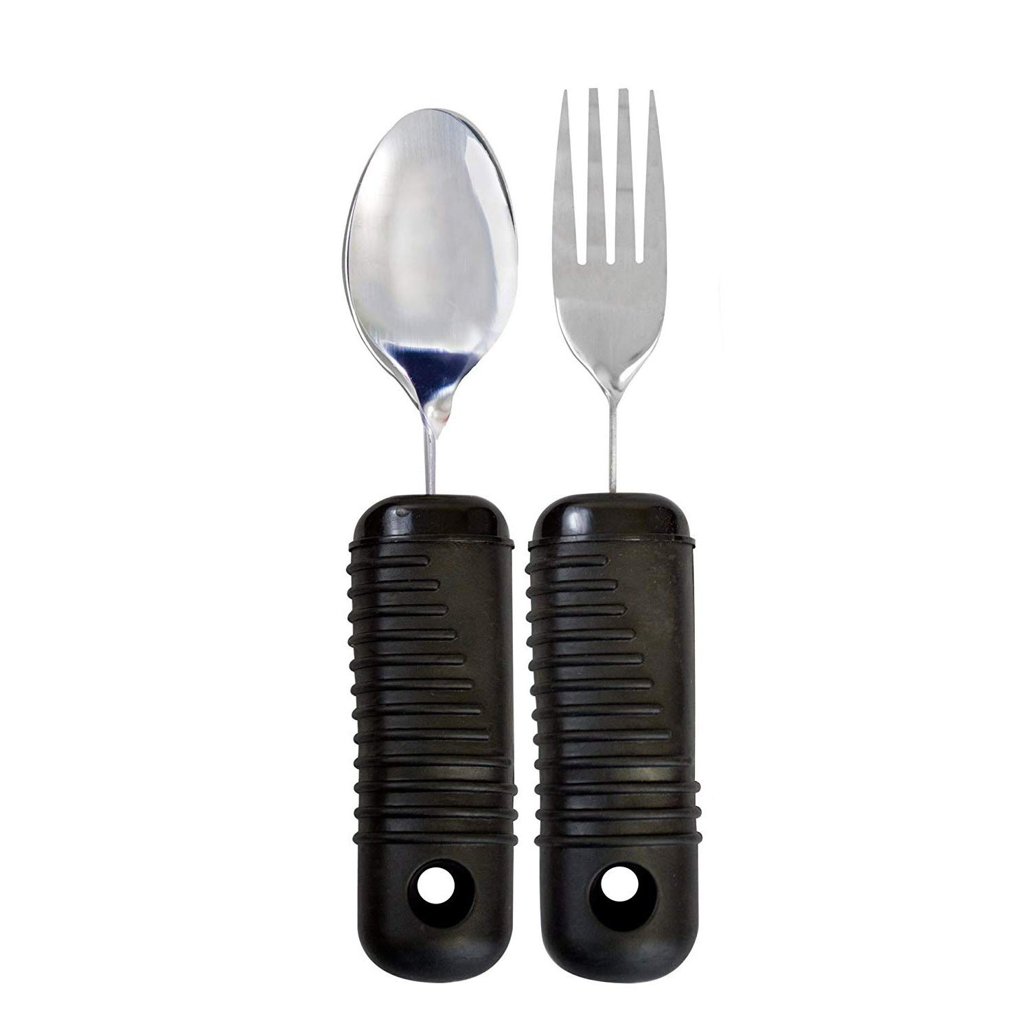 Set forchetta e Cucchiaio adattivo Curvo - 2 Pezzi Set di Posate Easy Grip per Anziani, artrite e Handicap - Posate inclinate Anti-Shake
