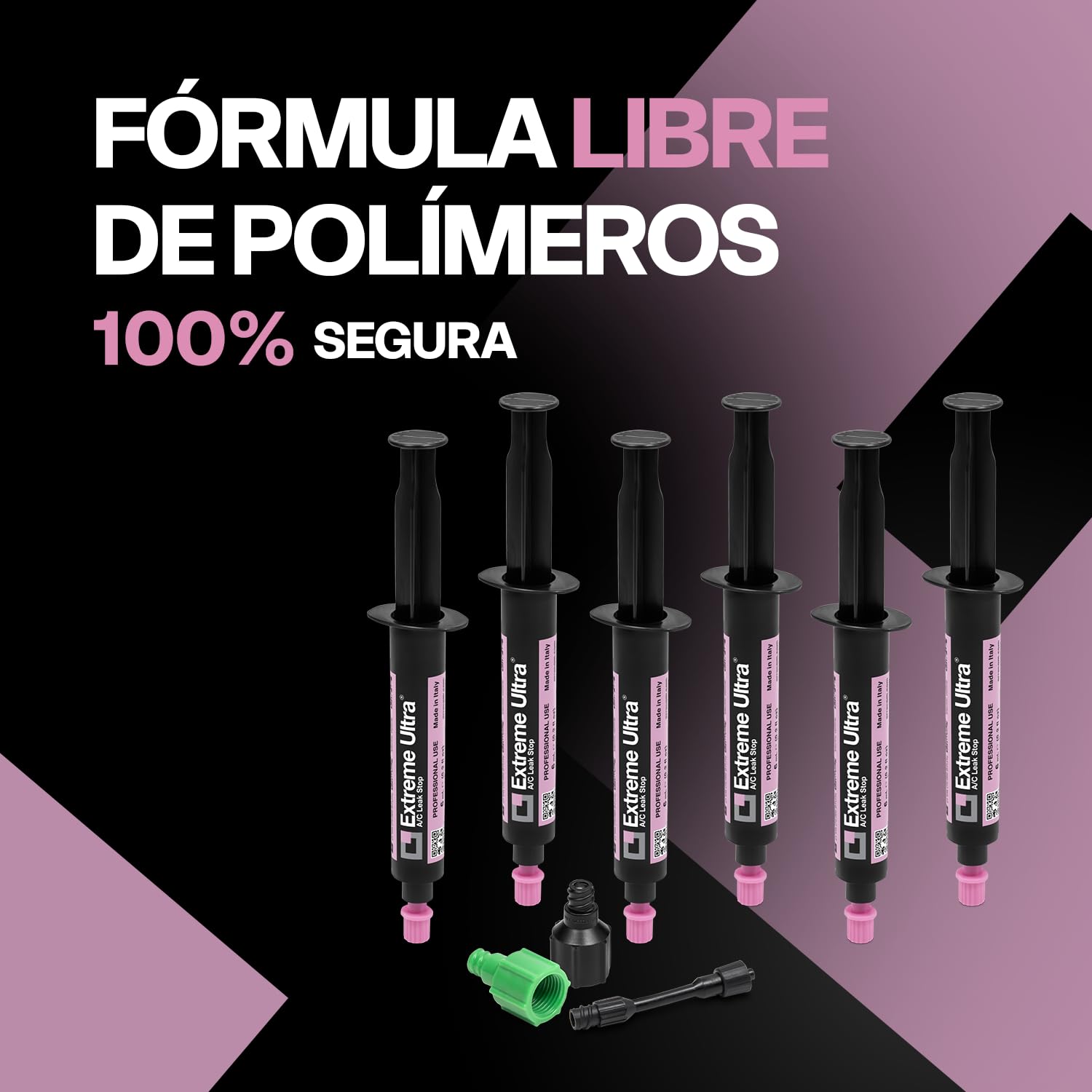 Errecom Extreme Ultra - 6 x 6 ml, Sellador de Fugas para Sistemas de Aire Acondicionado y Refrigeración, incluye les adaptadores 1/4 SAE y 5/16 SAE (R410a, R32)