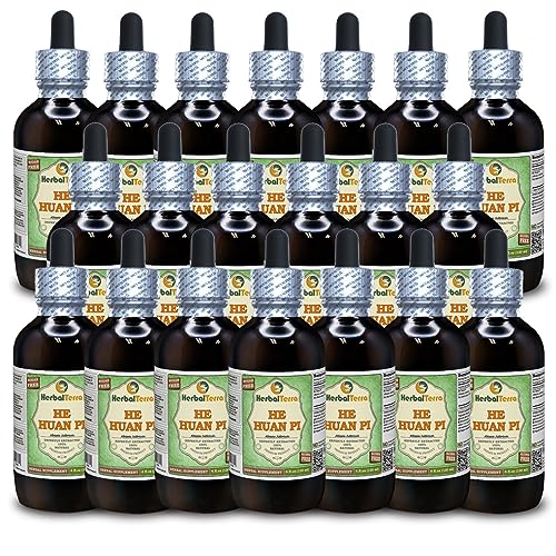 He Huan Pi, Albizia (Albizzia Julibrissin) Glycerite, Dried Bark Alcohol-Free Liquid Extract (Brand Name: HerbalTerra, Proudly Made in USA) 20x4 fl.oz (20x120 ml)