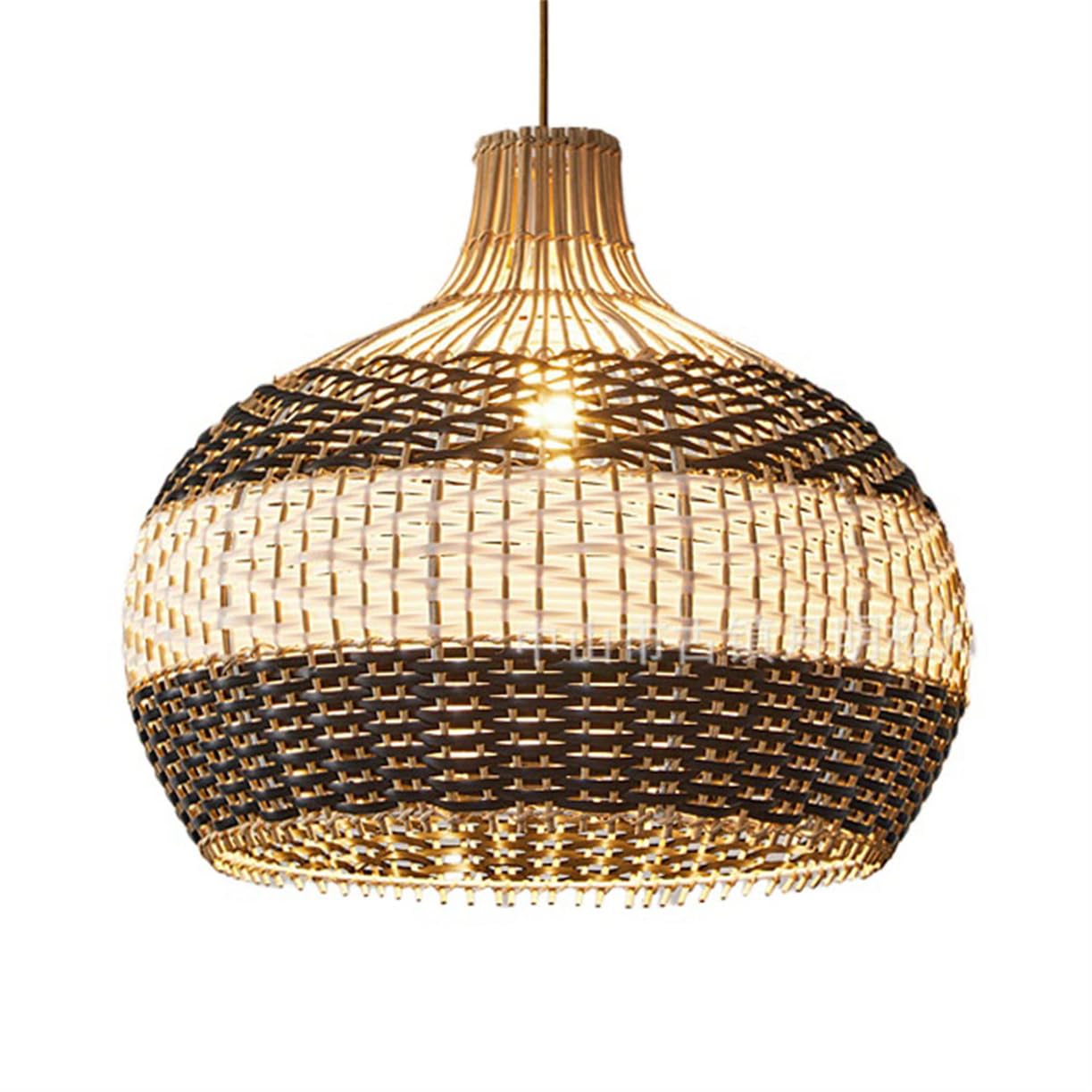 CSSYKV Rattan Cage Pendant Light Modern Wabi-sabi Ceiling Chandelier 17.7-inch Bohemian Flush Mount Hanging Light Rattan Basket Lamp Shade for Kitchen Island Hallway Bedroom Dining Table