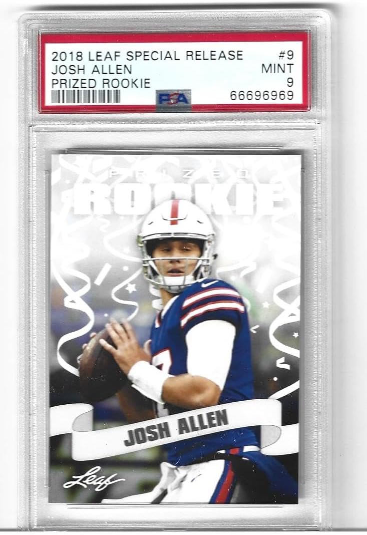 Graded Psa 9 Mint Josh Allen 2018 Leaf Prized # 9 Football Rookie Card Bills Superstar Quarterback