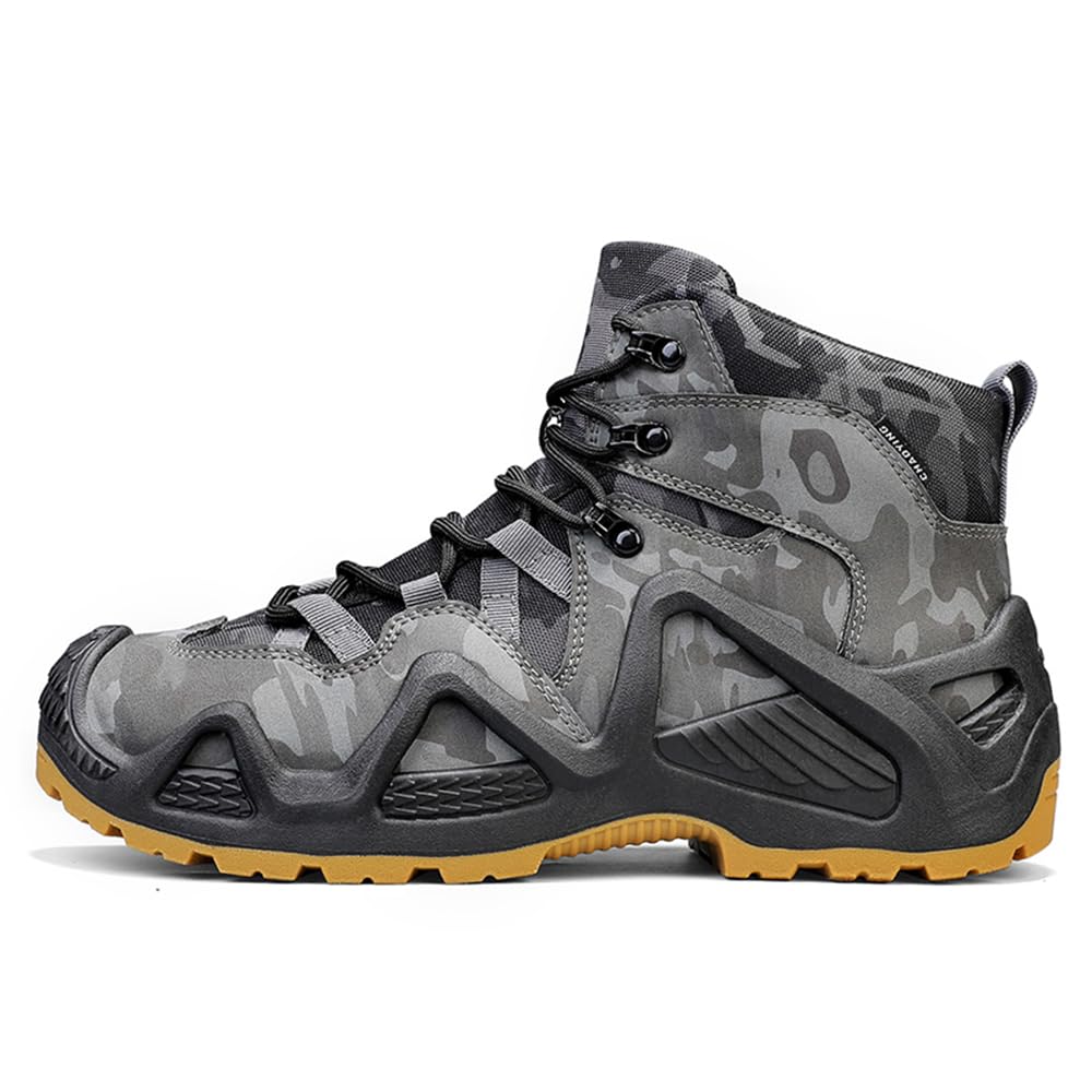 Abborora Men's Waterproof Hiking Boots Outdoor Mid Trekking Backpacking Mountaineering Shoes (Black,9.5)