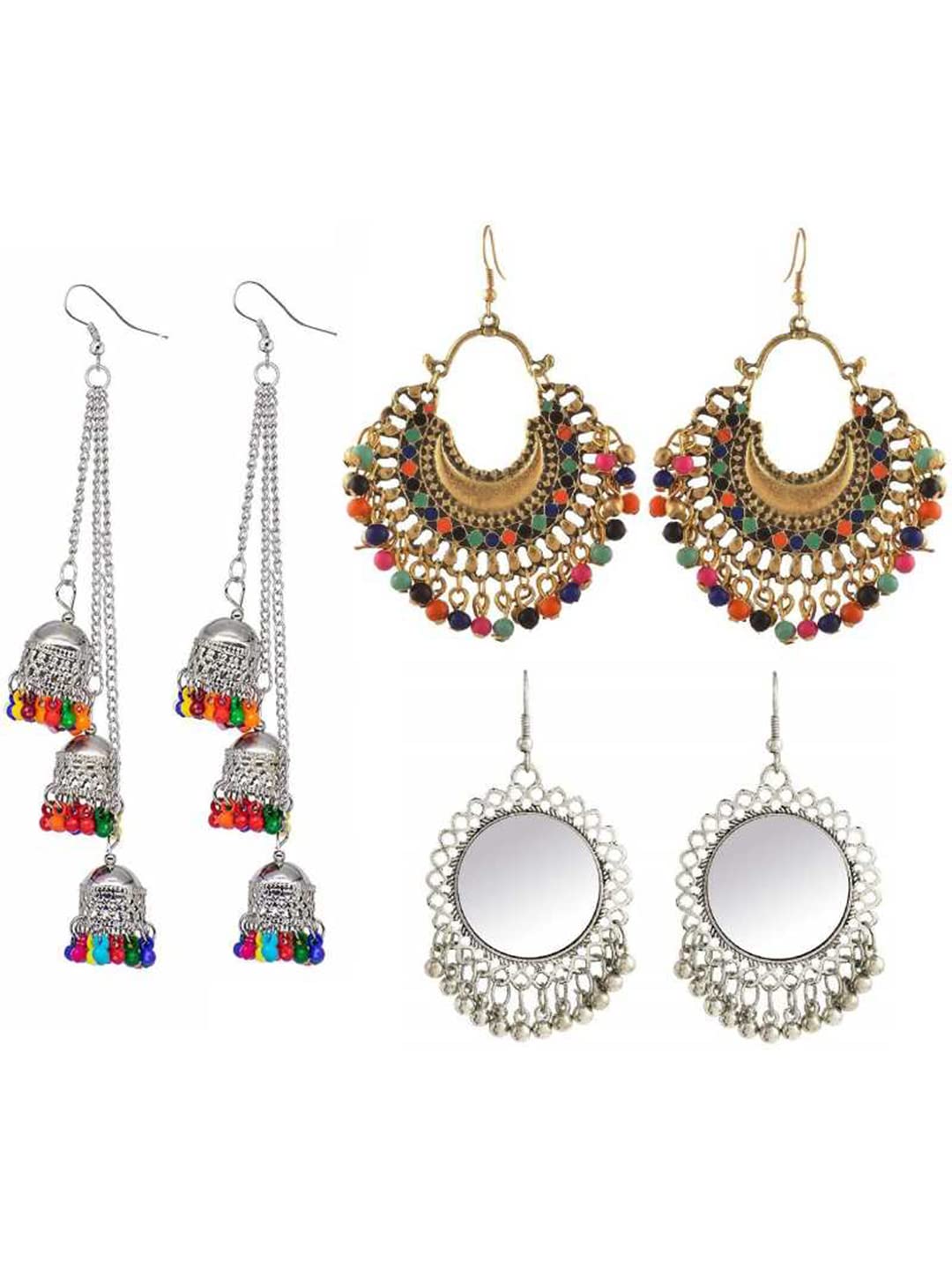 Vembley Combo of Traditional Antique Multicolor Beats Bahubali Long Chain Jhumka Earrings With Mang Tikka For Women and Girls (B09RGR8QF6) Amazon Price History, Amazon Price Tracker