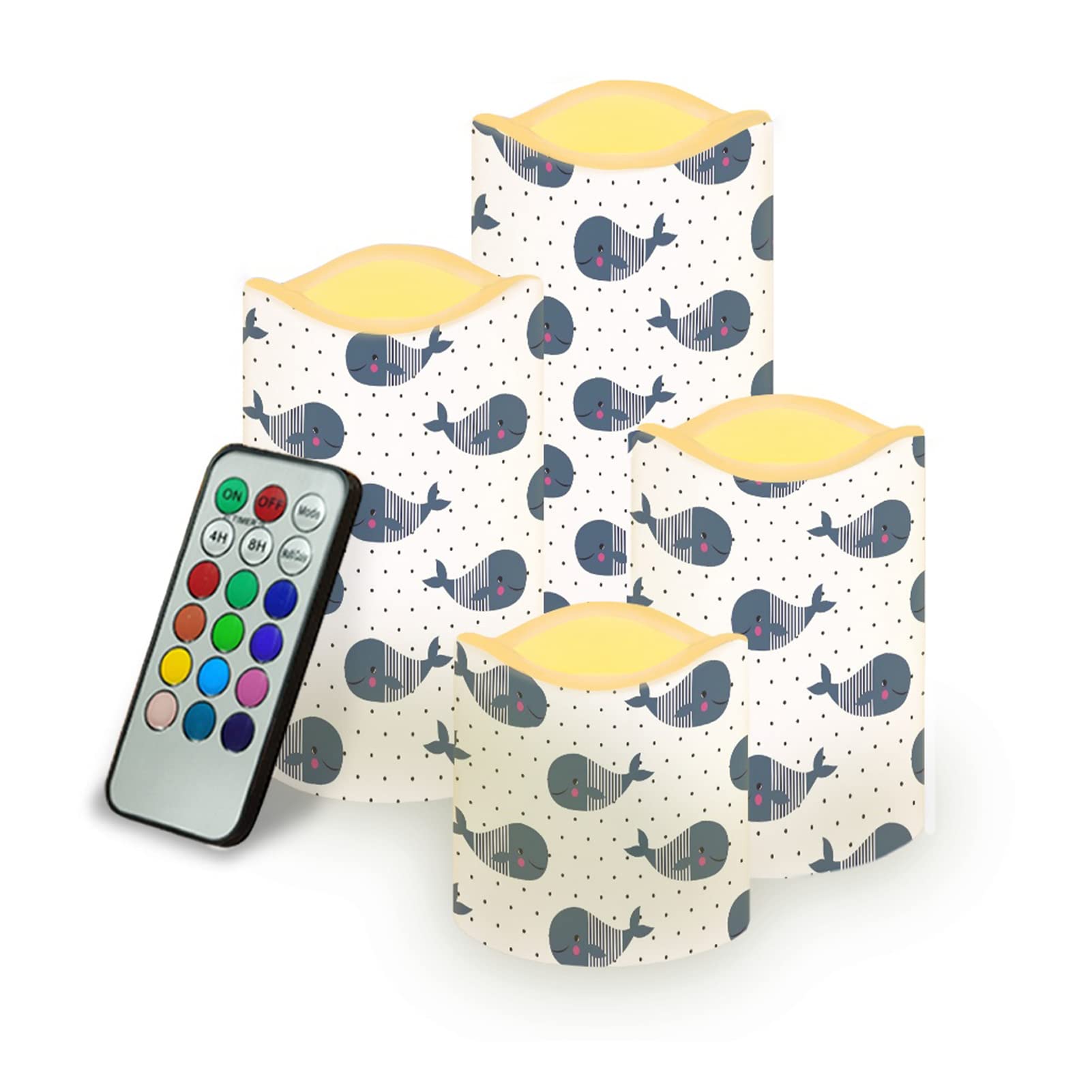 Dolyues Whale Polka Dot LED Candles Flickering Flameless Candles, Flameless LED Candles Battery Operated